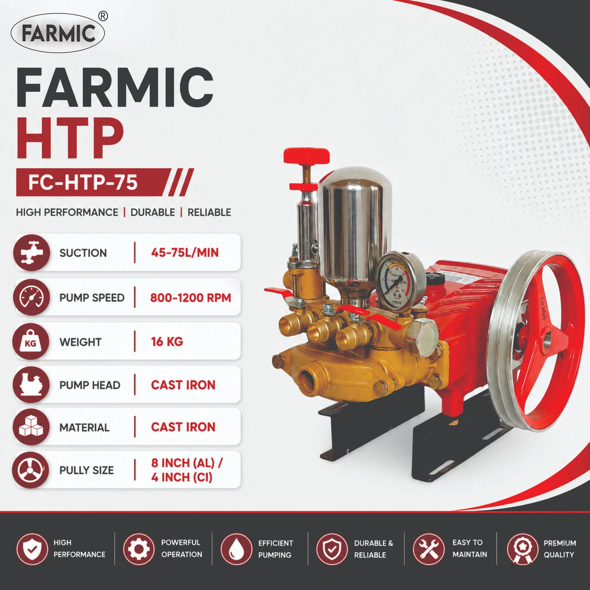 FARMIC HTP Pump FC-HTP-75 | Agriculture,Orchard,Car & Bike Washing