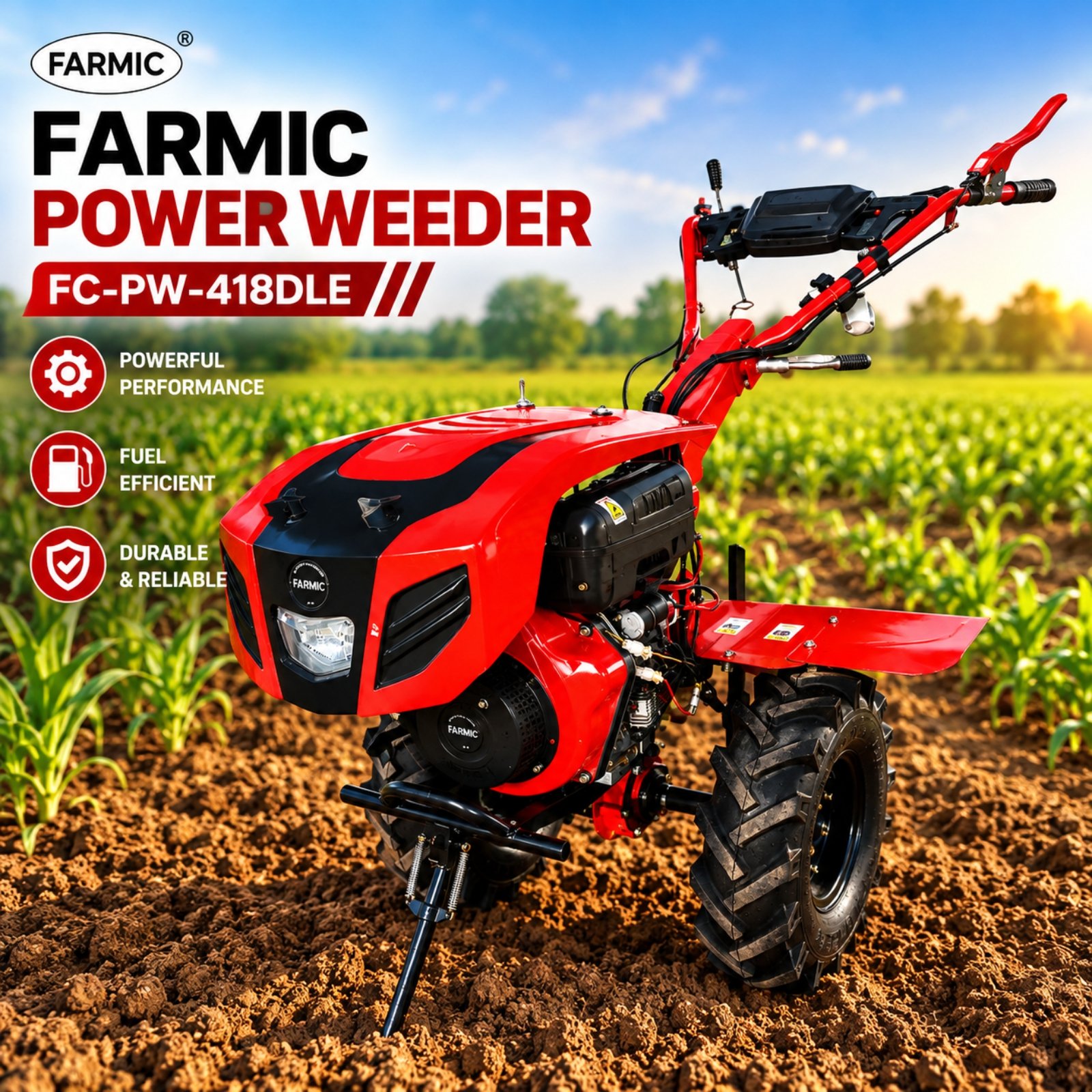FARMIC - 9 HP Power Weeder for Weeding and Tilling FC-PW-418DLE