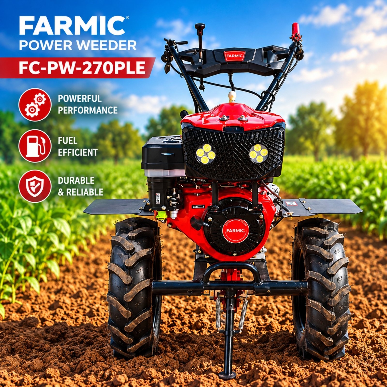 FARMIC - 9 HP Power Weeder for Weeding and Tilling FC-PW-270PLE