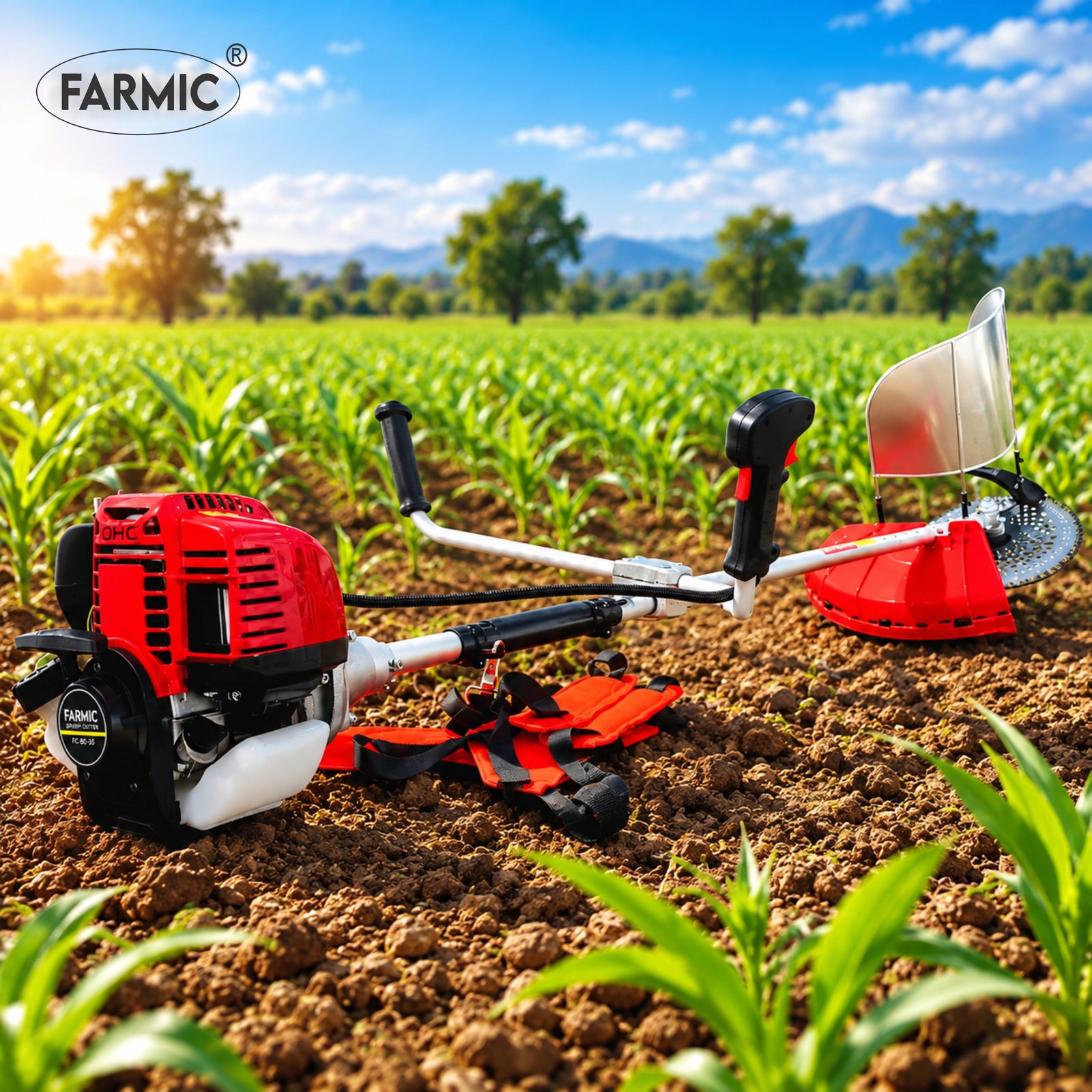 FARMIC FC-BC-35 Side Pack Brush Cutter | 35cc Petrol Engine
