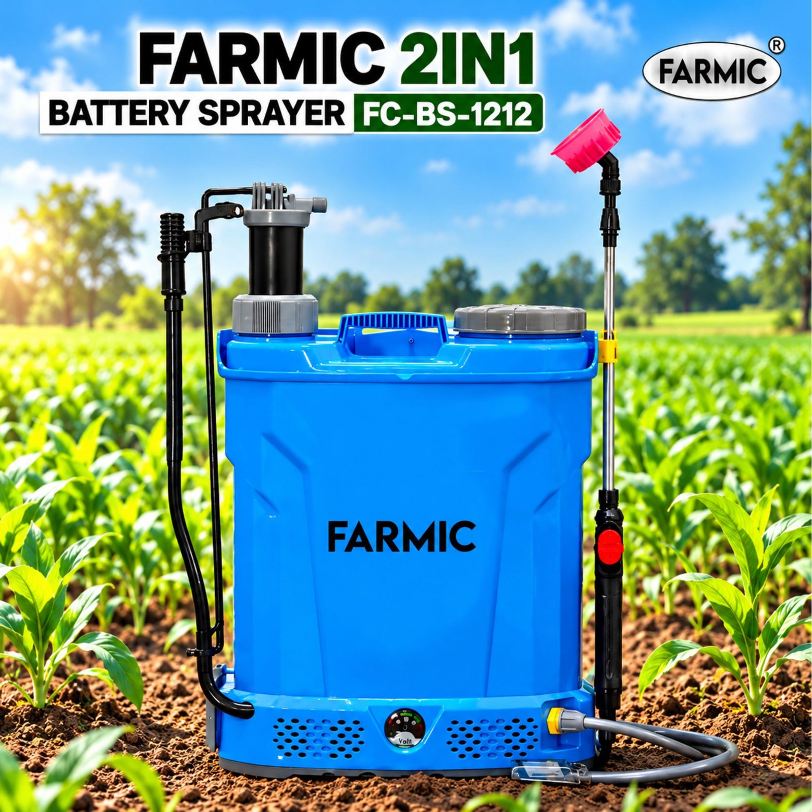 FARMIC 12V 12AH(3KG) Battery Cum Hand Operated Sprayer FC-BS-1212(2 IN 1)